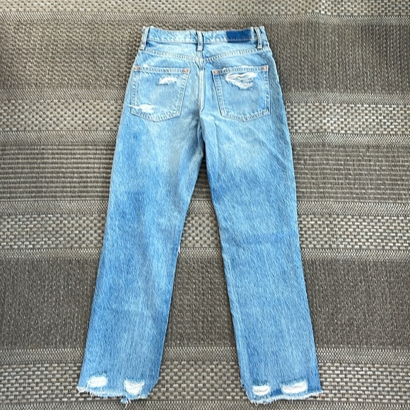 Free People - tapered baggy boyfriend - distressed blue jeans - size 24 - Picture 2 of 5